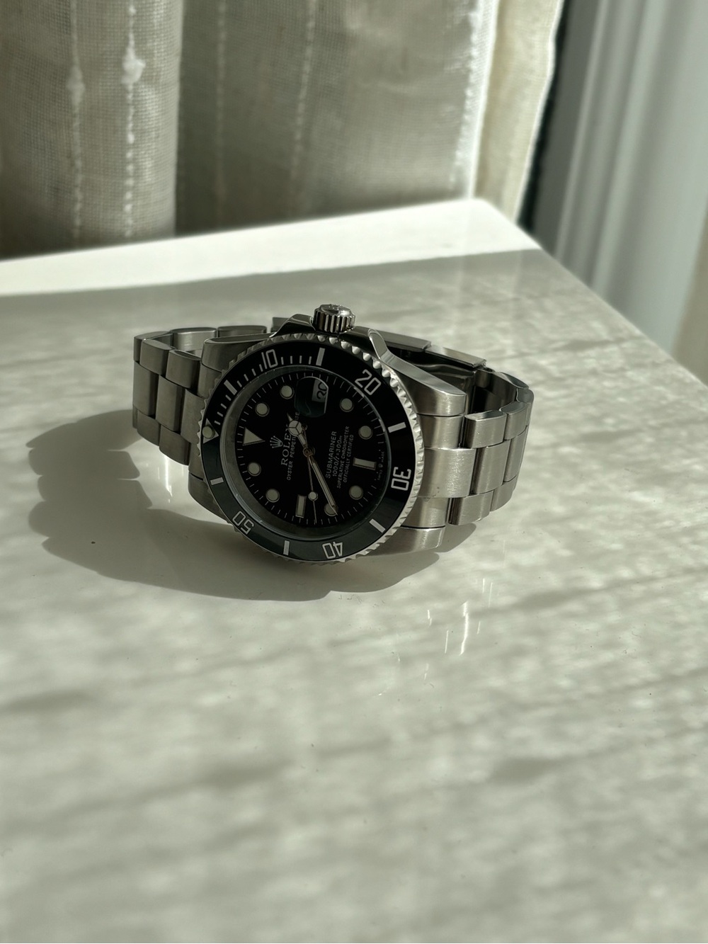 Stainless Steel Dive Watch with Black Dial